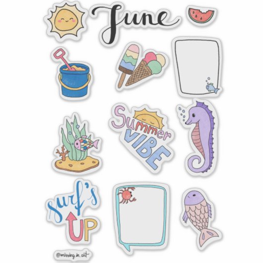 June Sticker Sheet – Summer Start シール (正面)