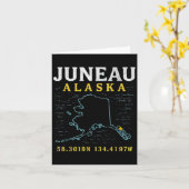 Juneau Alaskaマップ座標、旅行 カード (黄色い花)