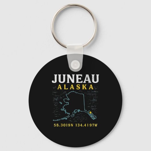 Juneau Alaskaマップ座標、旅行 キーホルダー (正面)