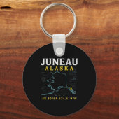 Juneau Alaskaマップ座標、旅行 キーホルダー (正面)