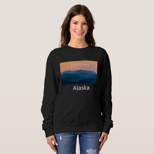 Juneau Alaska Mountain sunset hometown スウェットシャツ (正面フル)