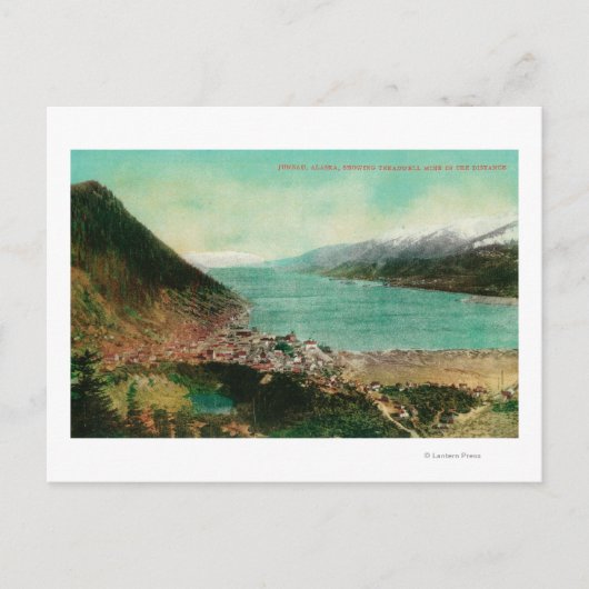 Juneau, Alaska Town View with Treadwell Mine in ポストカード (正面)