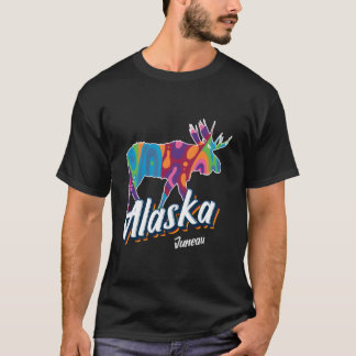 Juneau Alaska Usa Colorful Moose Vacation Tシャツ