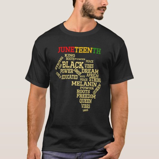 Junenth Afro Words African American Freedom Since Tシャツ (正面)