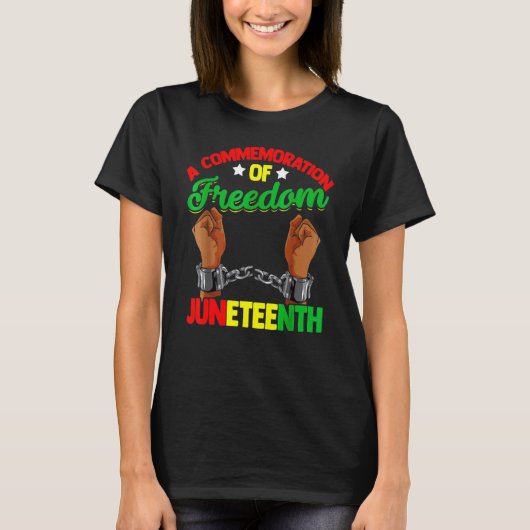 Juneteentは黒いアフリカ系アメリカ人の鎖を壊す Tシャツ (正面)