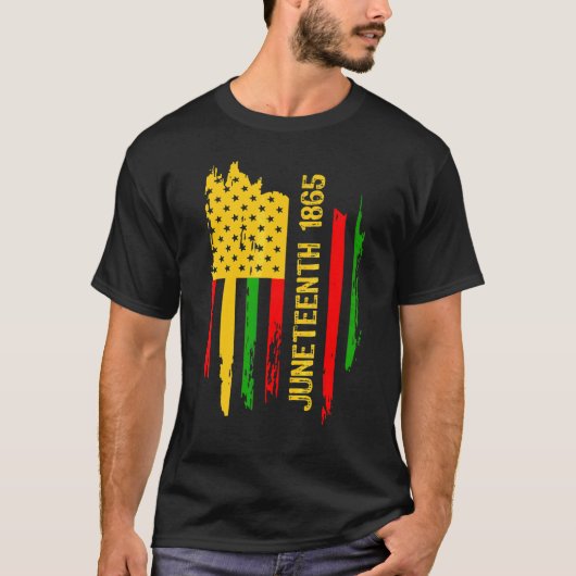 Juneteenth 1865 American Flag Melanin Queen Africa Tシャツ (正面)
