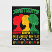 Juneteenth Believe Achieve Succeed Afro Black Hist カード (正面)