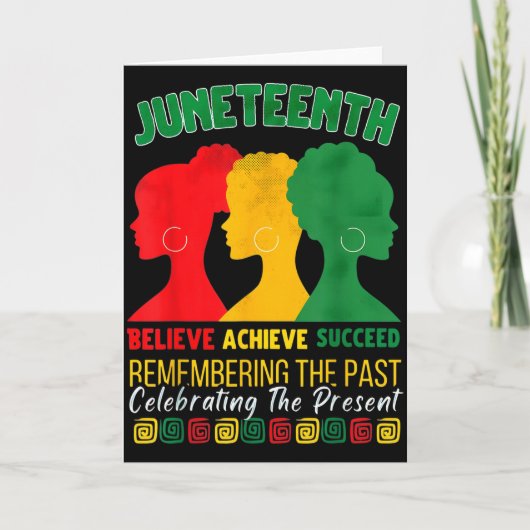 Juneteenth Believe Achieve Succeed Afro Black Hist カード (正面)