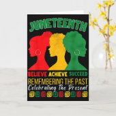 Juneteenth Believe Achieve Succeed Afro Black Hist カード (黄色い花)