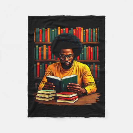 Juneteenth Black Man Reading Books  フリースブランケット (正面)