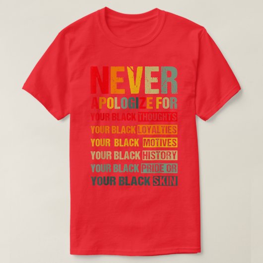 Juneteenth Black Pride Never Apologize For Your Bl Tシャツ (デザイン正面)