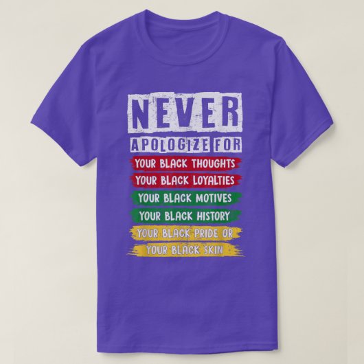 Juneteenth Black Pride Never Apologize For Your Bl Tシャツ (デザイン正面)