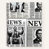 Juneteenth Black & White Newspaper print  ノートブック (正面)