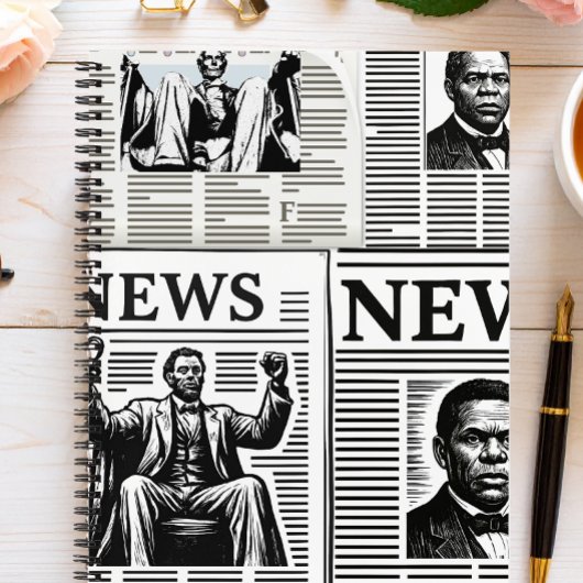 Juneteenth Black & White Newspaper print  ノートブック