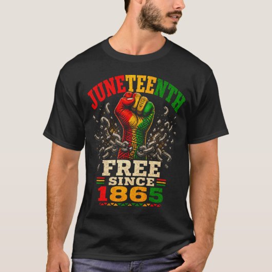 Juneteenth Free Since 1865 拳を上げる Tシャツ (正面)