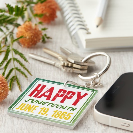Juneteenth Gift Juneteenth Square Acrylic Keychain キーホルダー (正面右)