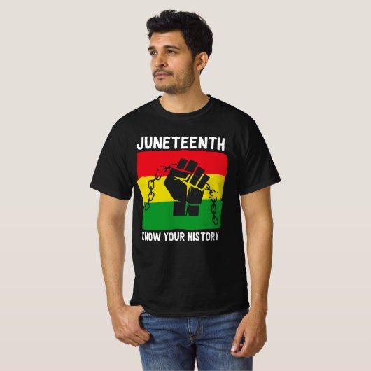 Juneteenth Know Your History Fist Chain Design Tシャツ (正面フル)