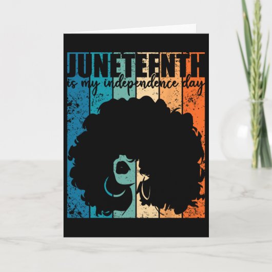 Juneteenth My Independence Day Retro Afro Women Me カード (正面)