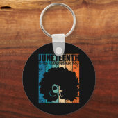 Juneteenth My Independence Day Retro Afro Women Me キーホルダー (正面)