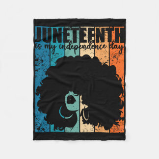 Juneteenth My Independence Day Retro Afro Women Me フリースブランケット