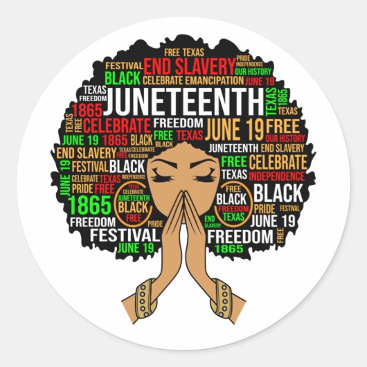 Juneteenth Queen Black Melanin Praying Women Sista ラウンドシール (正面)