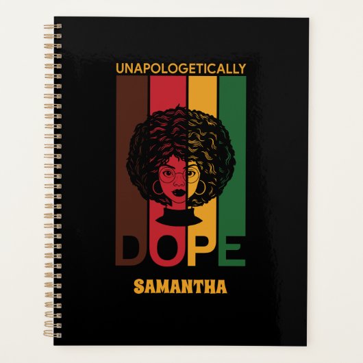 Juneteenth | Unapologetically Dope | Afro Woman プランナー手帳 (正面)