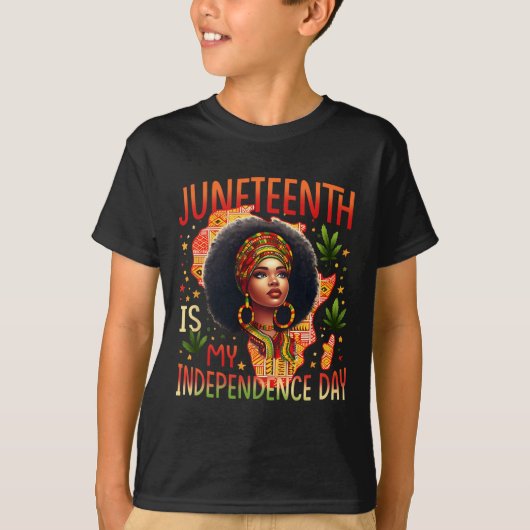Junetehは私の独立の日ブラックヒストリーqu Tシャツ (正面)