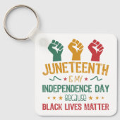 Junetehは私の独立記念日アフリカ系アメリカ人 キーホルダー (正面)