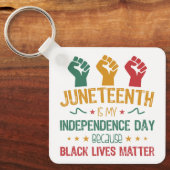 Junetehは私の独立記念日アフリカ系アメリカ人 キーホルダー (正面)
