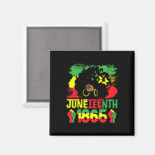 Junetehは私の独立記念日ブラックウィメンズブラック マグネット (正面/裏面)