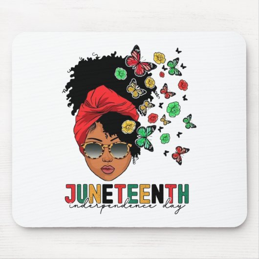 Juneuch History Freedom Butterfly Melanie Black マウスパッド (正面)