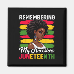 Juneui Shirt Women African American Girl Black マグネット