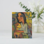 Junge Frau mit Katze by Dorothea Maetzel-Johannsen ポストカード (スタンド正面)