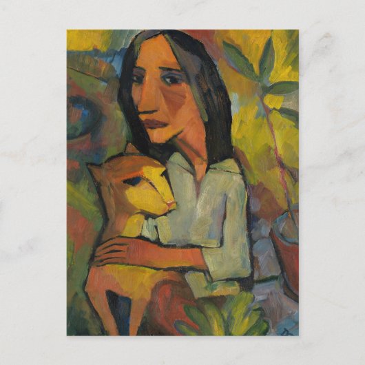 Junge Frau mit Katze by Dorothea Maetzel-Johannsen ポストカード (正面)
