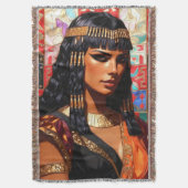 Junge Königin Cleopatra Farbige Porträtkunst スローブランケット (正面縦)