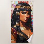 Junge Königin Cleopatra Farbige Porträtkunst ビーチタオル (正面)