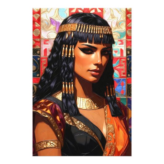 Junge Königin Cleopatra Farbige Porträtkunst フォトプリント (正面)