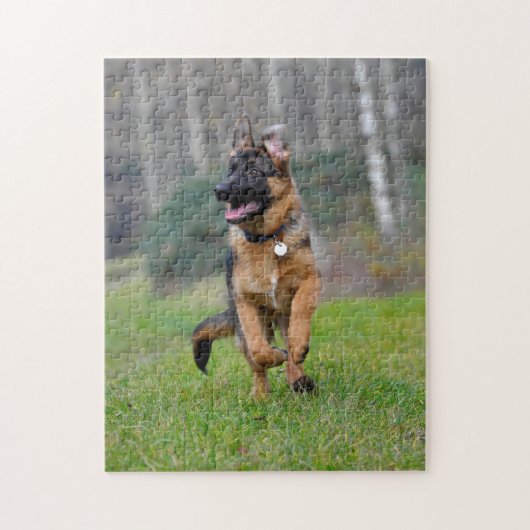junger deutscher Schäferhund im Lauf ジグソーパズル (縦)