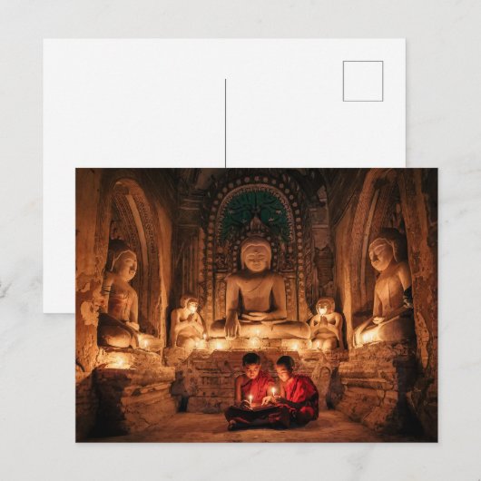 Junger Mönch in den Tempeln von Bagan Postkarte ポストカード (正面/裏面)