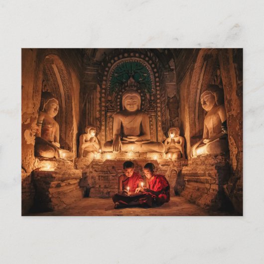 Junger Mönch in den Tempeln von Bagan Postkarte ポストカード (正面)