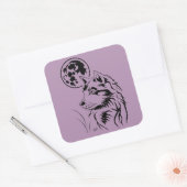 junger träumender Wolf Aufkleber スクエアシール (封筒)