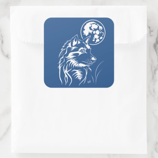 junger träumender Wolf Aufkleber スクエアシール (バッグ)