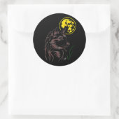 junger träumender Wolf Aufkleber ラウンドシール (バッグ)