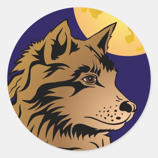 junger träumender Wolf Aufkleber ラウンドシール (正面)