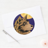 junger träumender Wolf Aufkleber ラウンドシール (封筒)