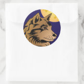 junger träumender Wolf Aufkleber ラウンドシール (バッグ)