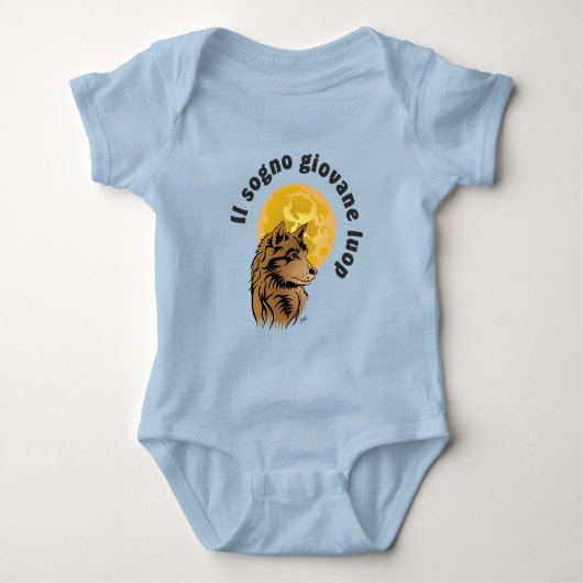 junger träumender Wolf Baby Strampler ベビーボディスーツ (正面)