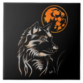 junger träumender Wolf Keramik Fotofliese タイル (正面)