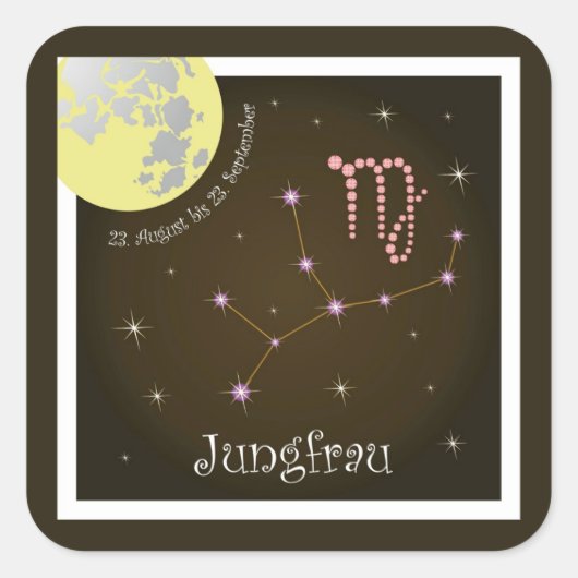 Jungfrau 23. August bis 23. September Aufkleber スクエアシール (正面)