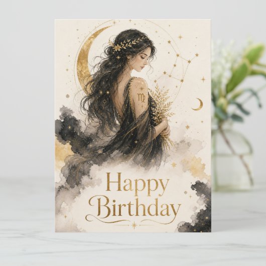 Jungfrau Happy Birthday Aquarell Design (スタンド正面)